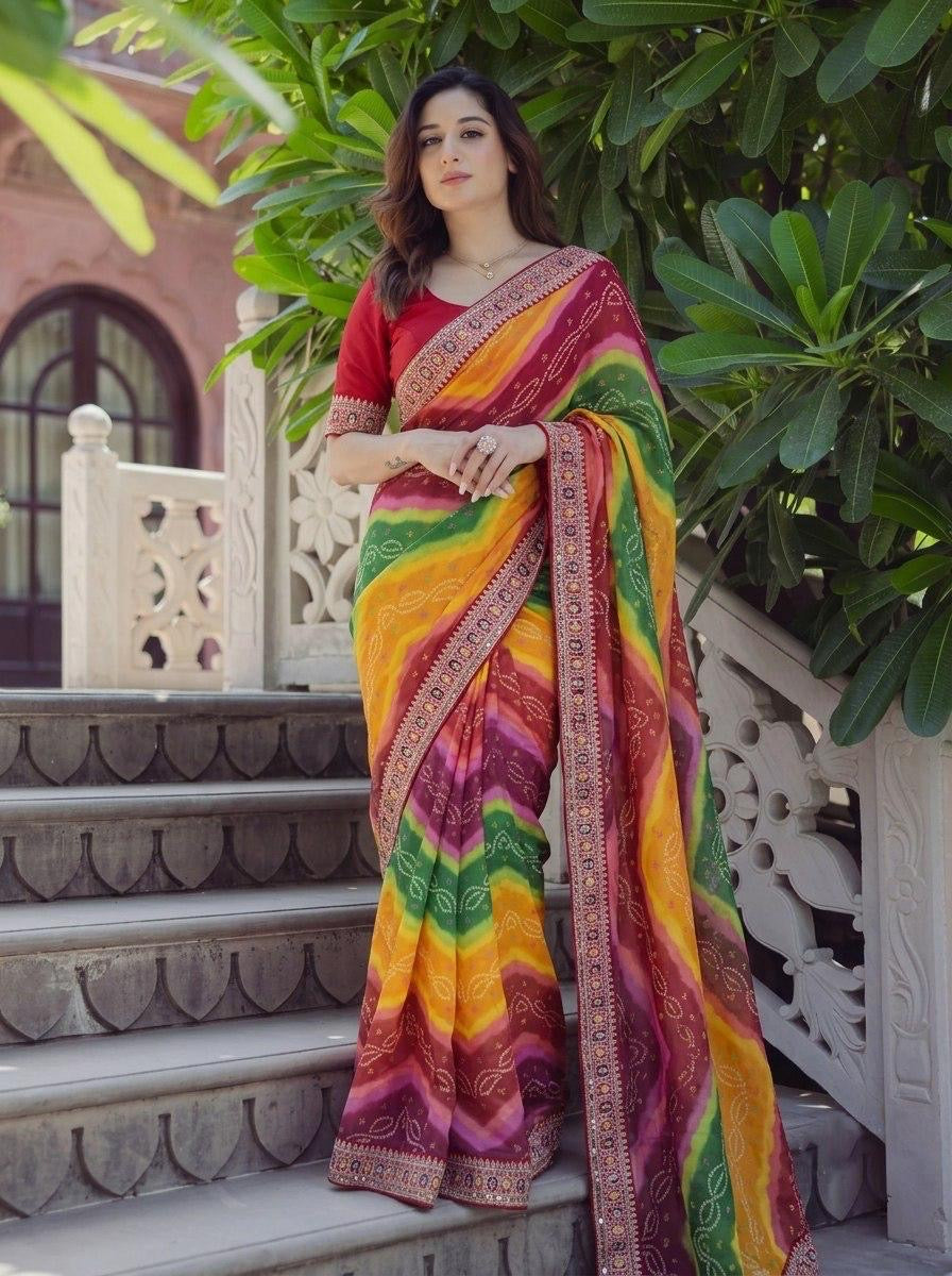 Savan Bandhej Saree