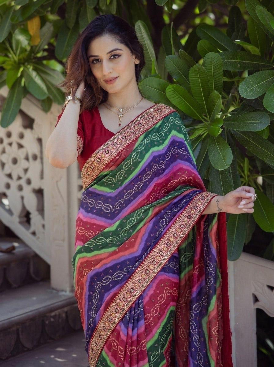 Savan Bandhej Saree