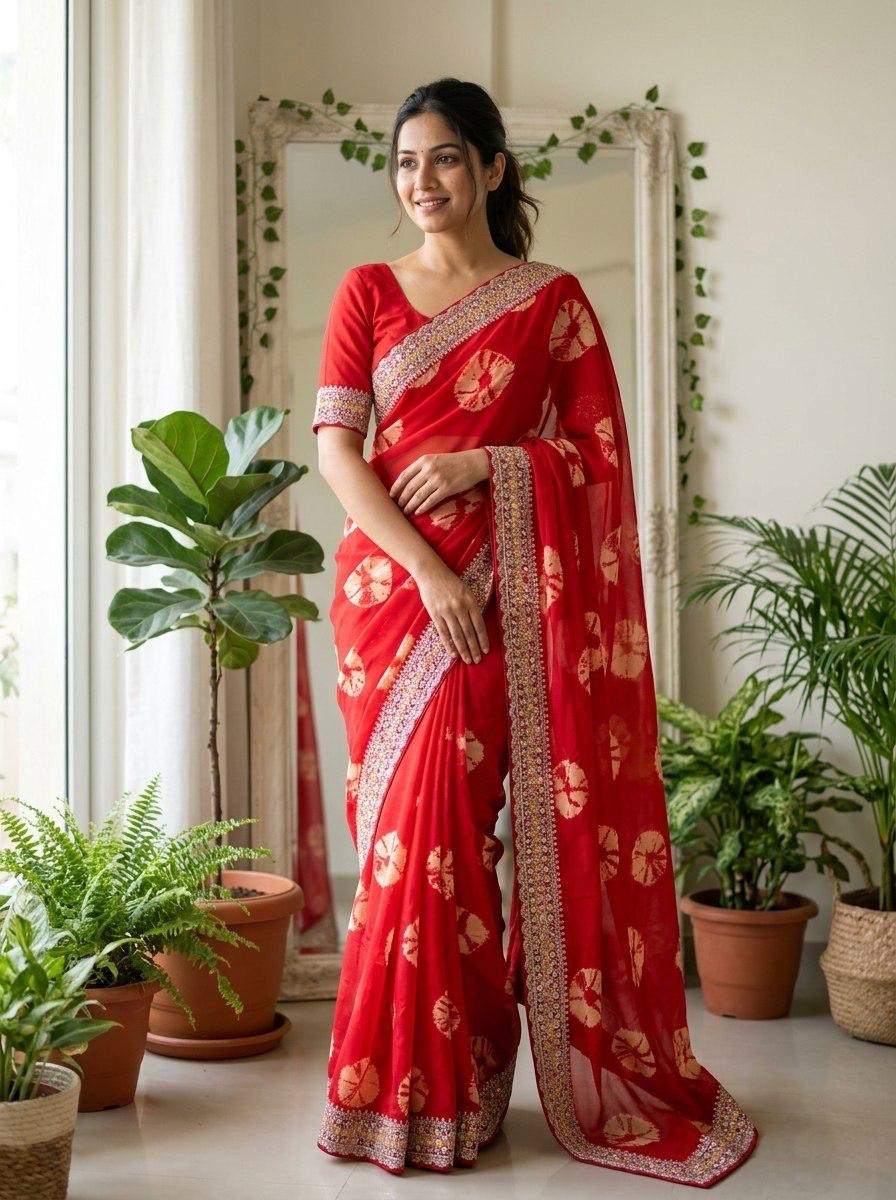Savan Bandhej Saree