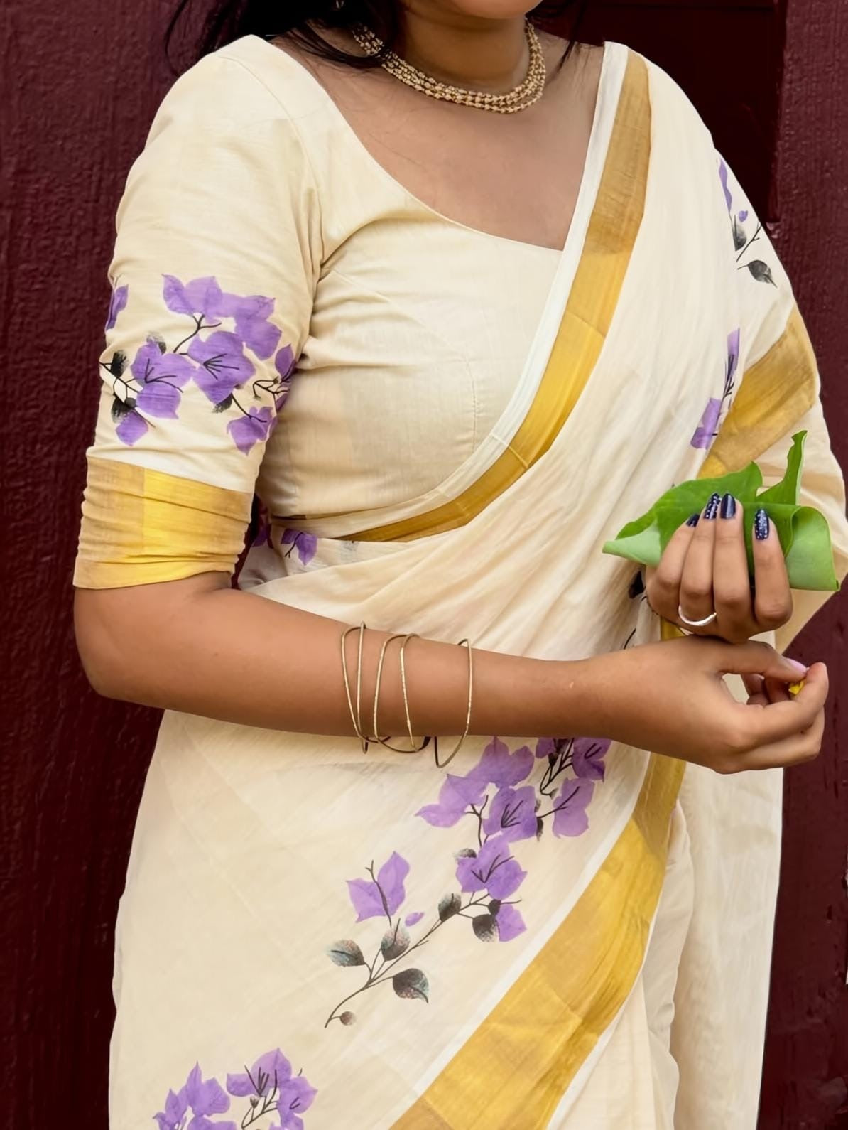 Linen Gold Jari Kerala Saree