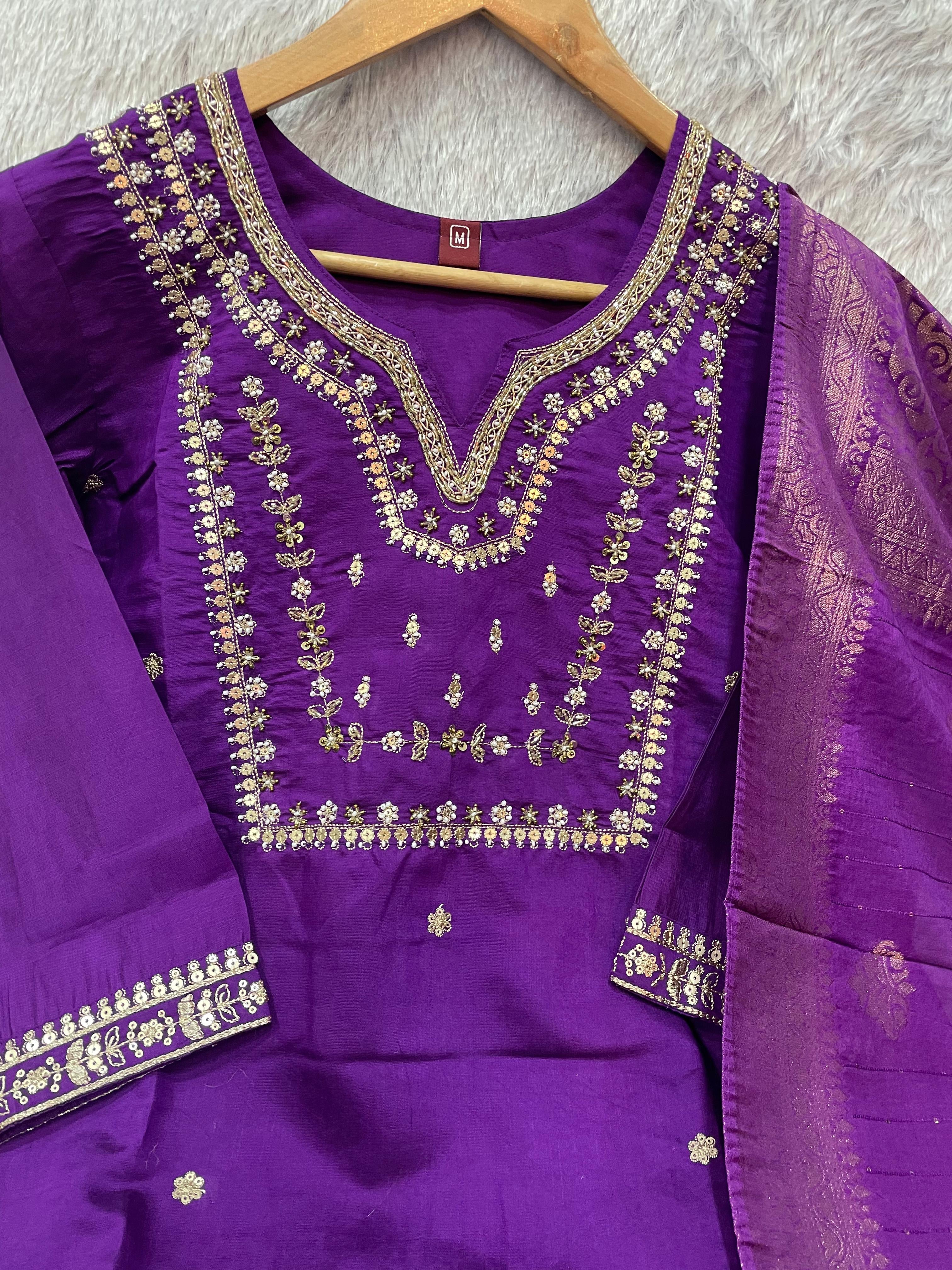 Viscose Silk Kurta Set(Stitched)