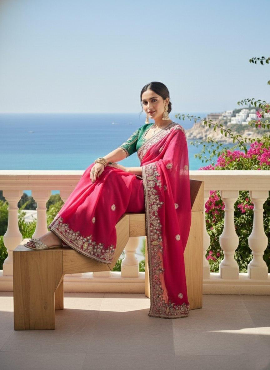 Party Wear Soft Chiffon silk Saree