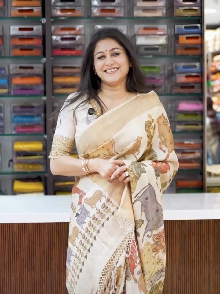Linen Saree Gold Jari border