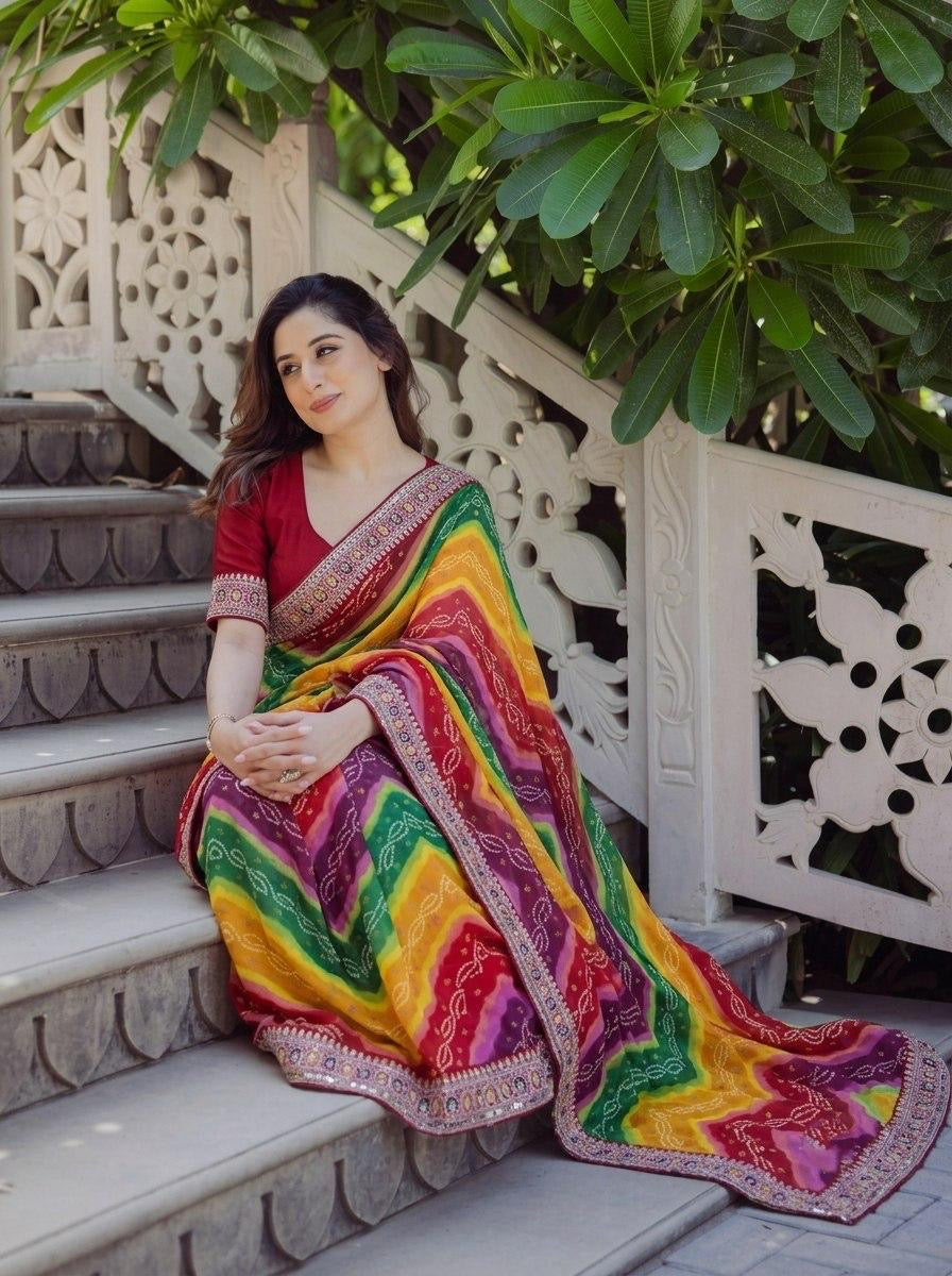 Savan Bandhej Saree