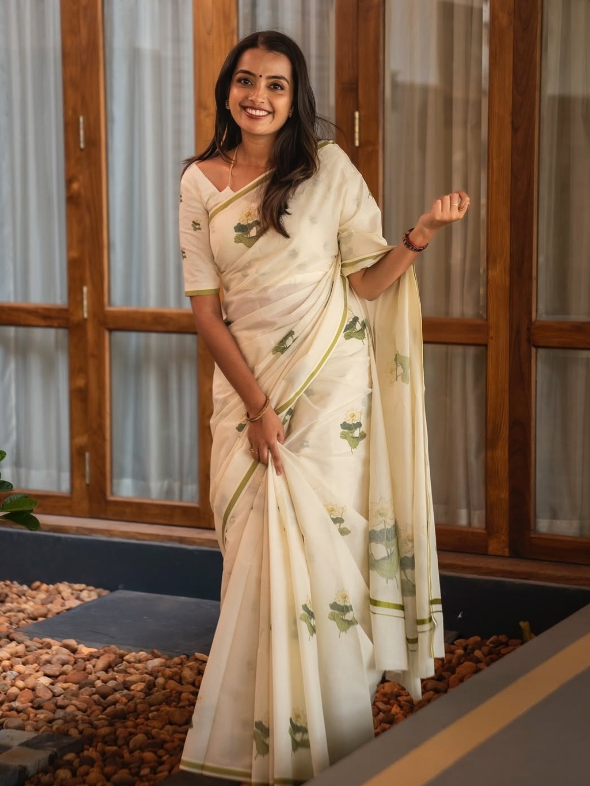 Plain Linen Flower Print