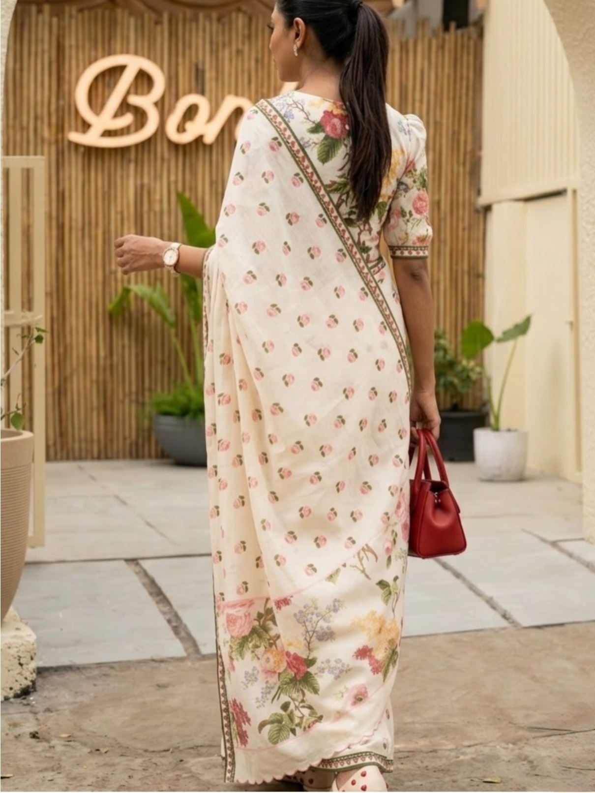 Plain Linen Flower Print