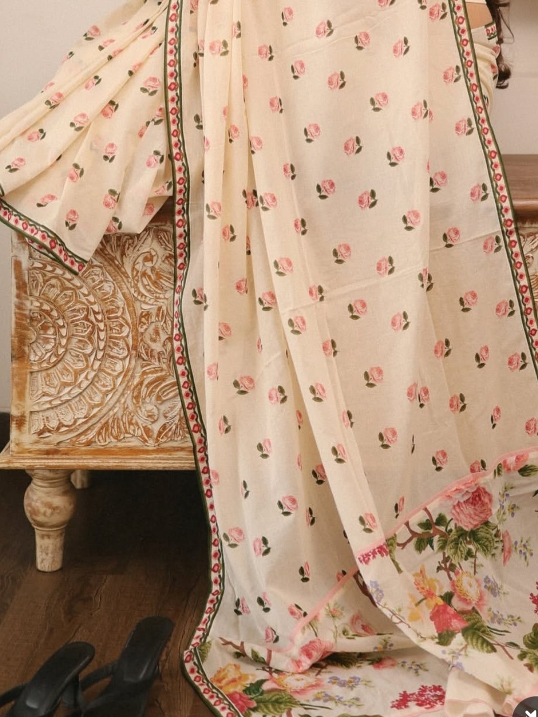 Plain Linen Flower Print