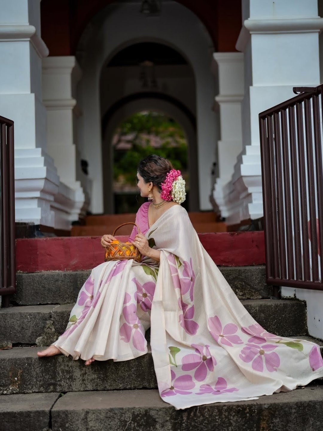 Linen Tissue Silk Flower Print