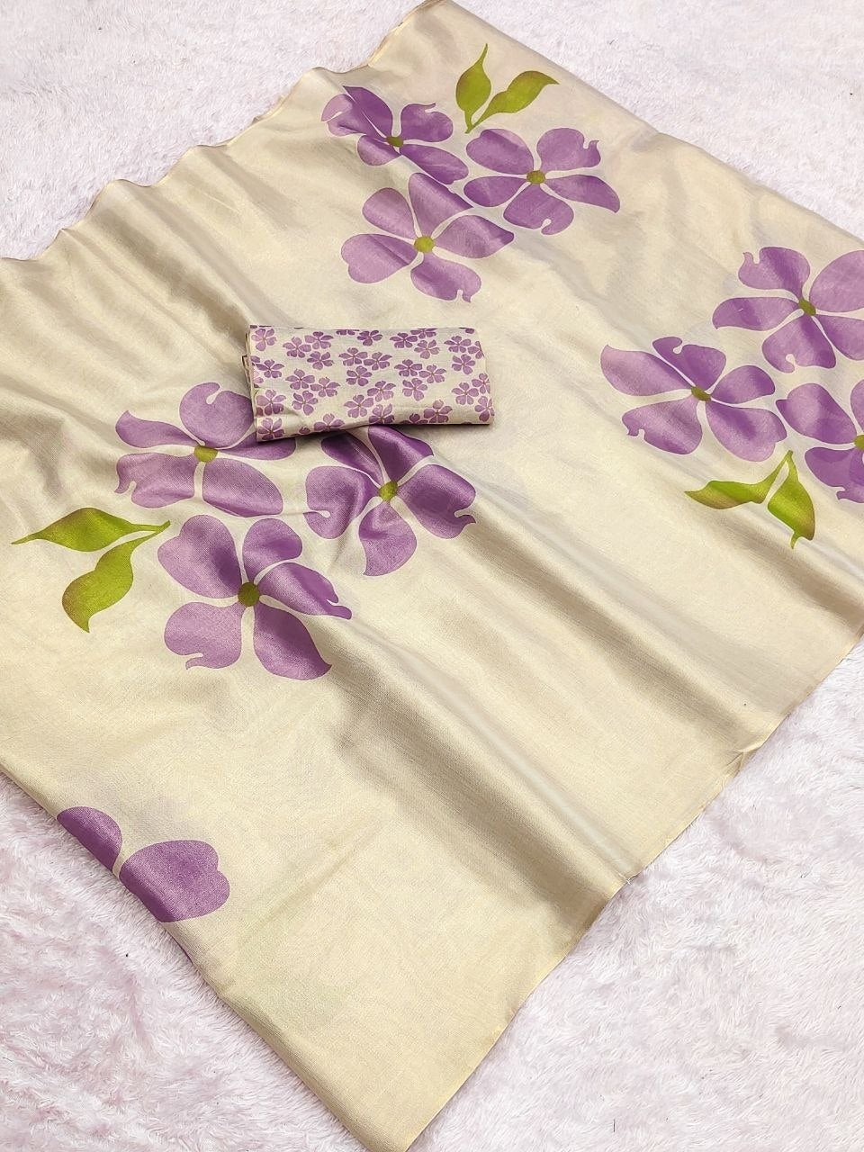 Linen Tissue Silk Flower Print