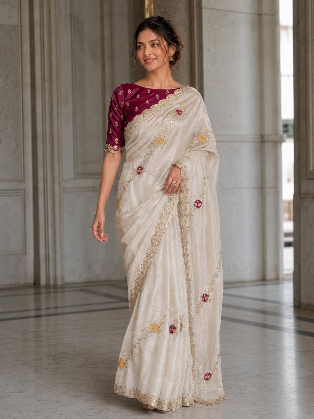 Party Wear Soft Satin silk Saree