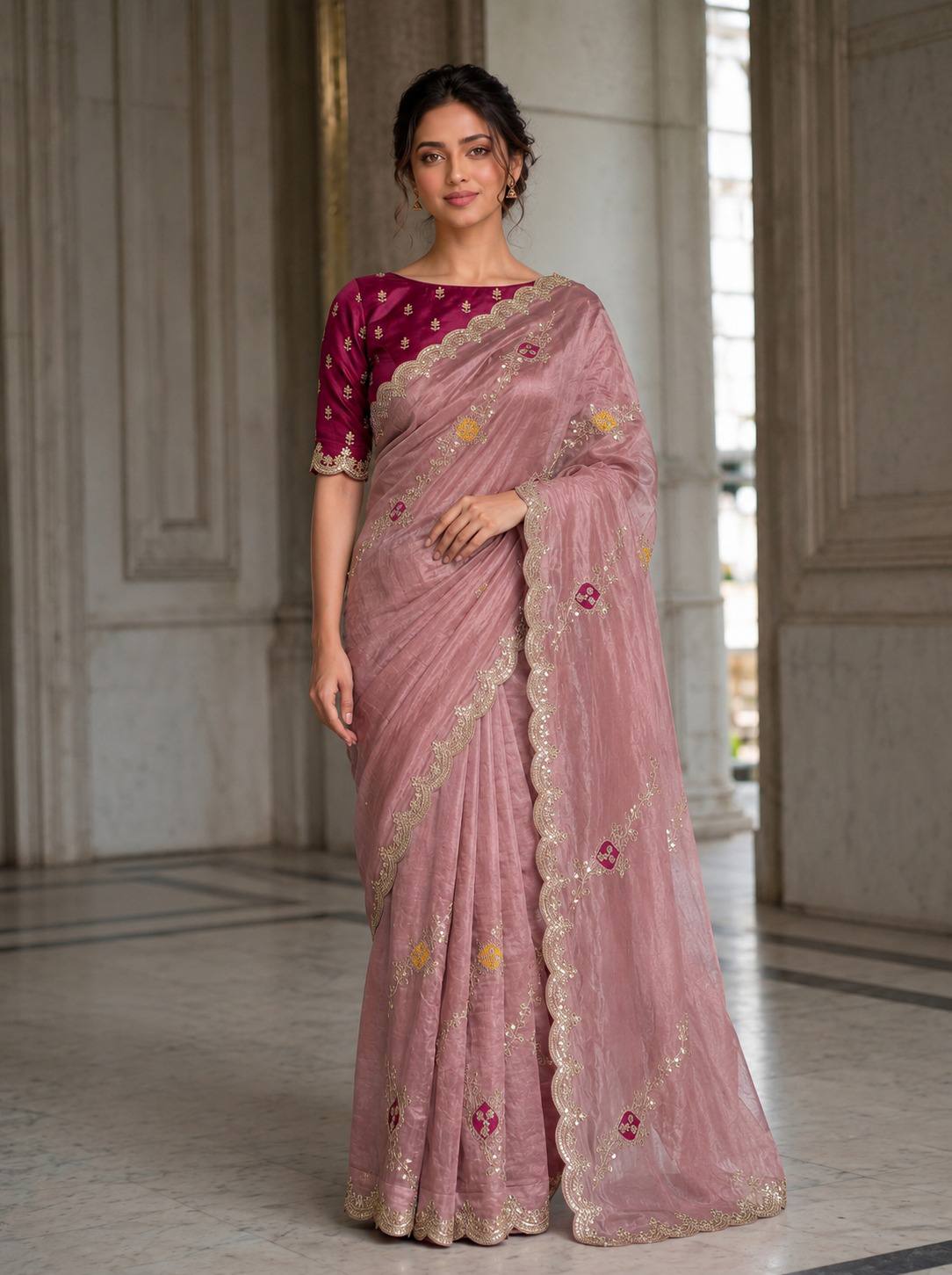 Party Wear Soft Satin silk Saree