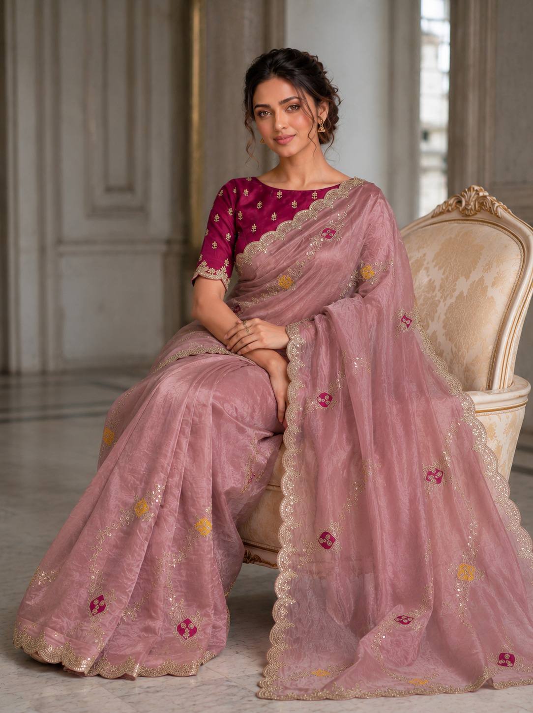 Party Wear Soft Satin silk Saree