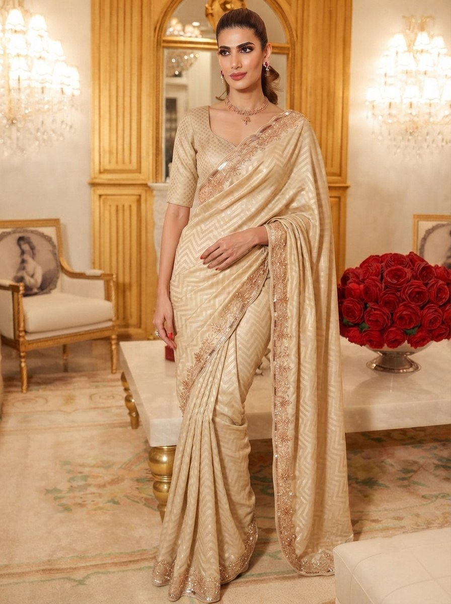 Pure Kanjivaram Silk Beads Work Saree