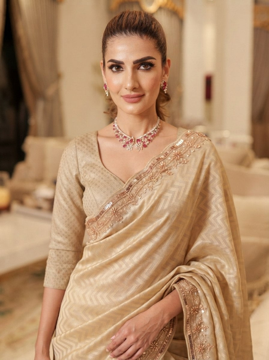Pure Kanjivaram Silk Beads Work Saree