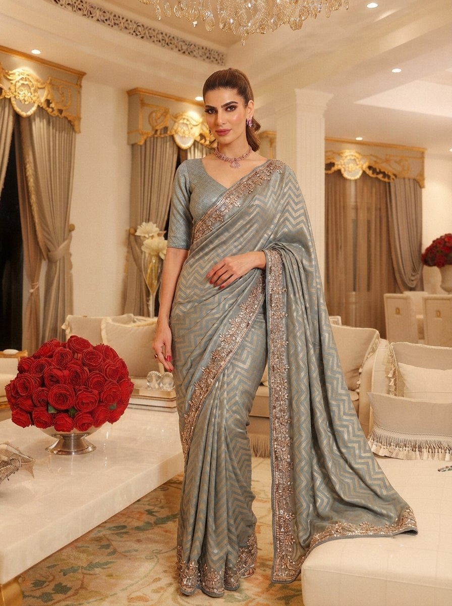 Pure Kanjivaram Silk Beads Work Saree