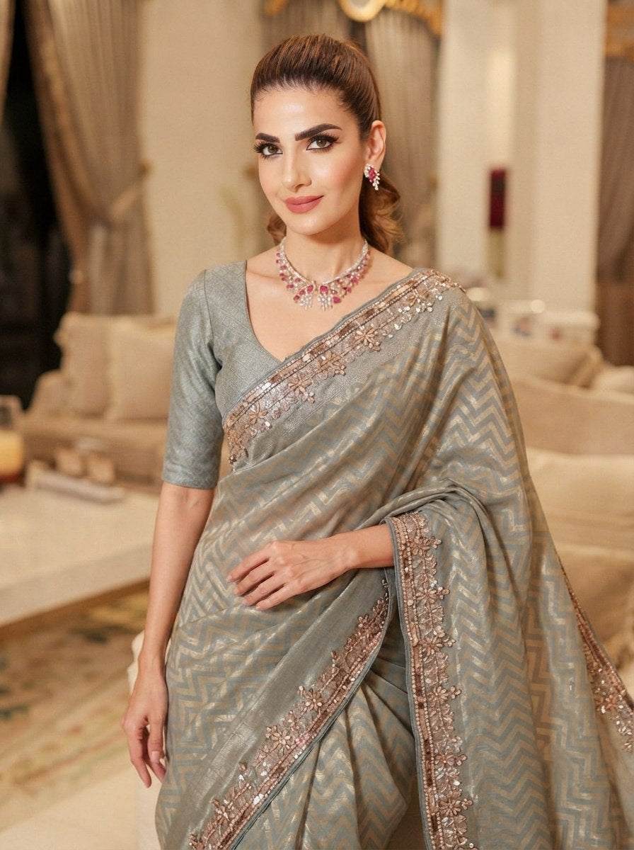 Pure Kanjivaram Silk Beads Work Saree