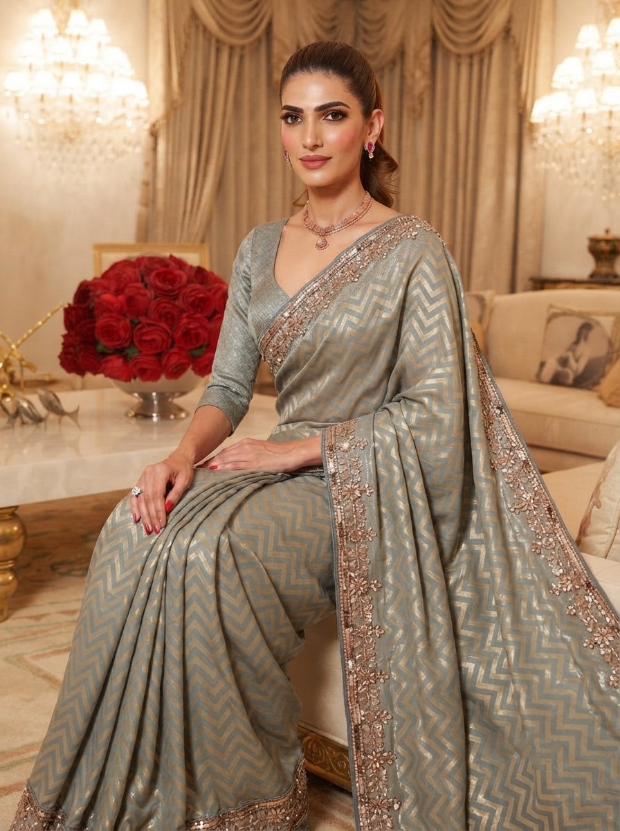 Pure Kanjivaram Silk Beads Work Saree