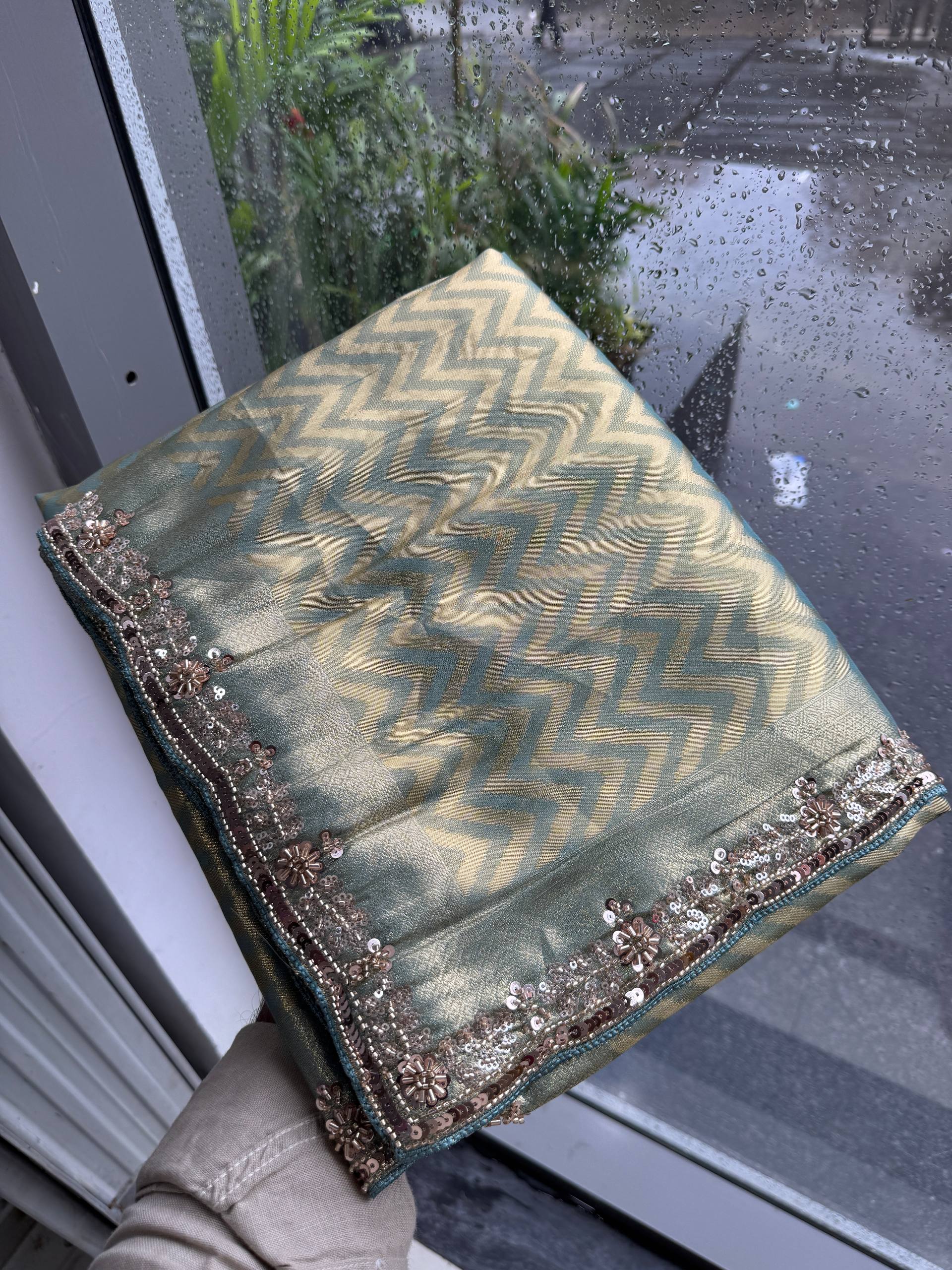 Pure Kanjivaram Silk Beads Work Saree