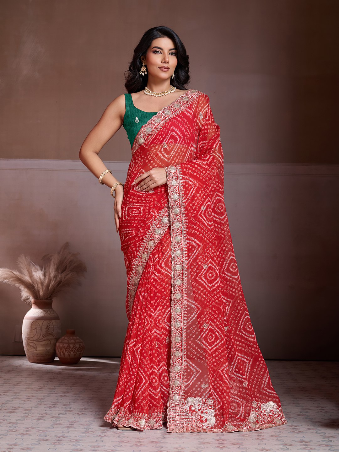 Bandhej Print Soft Georgette Saree