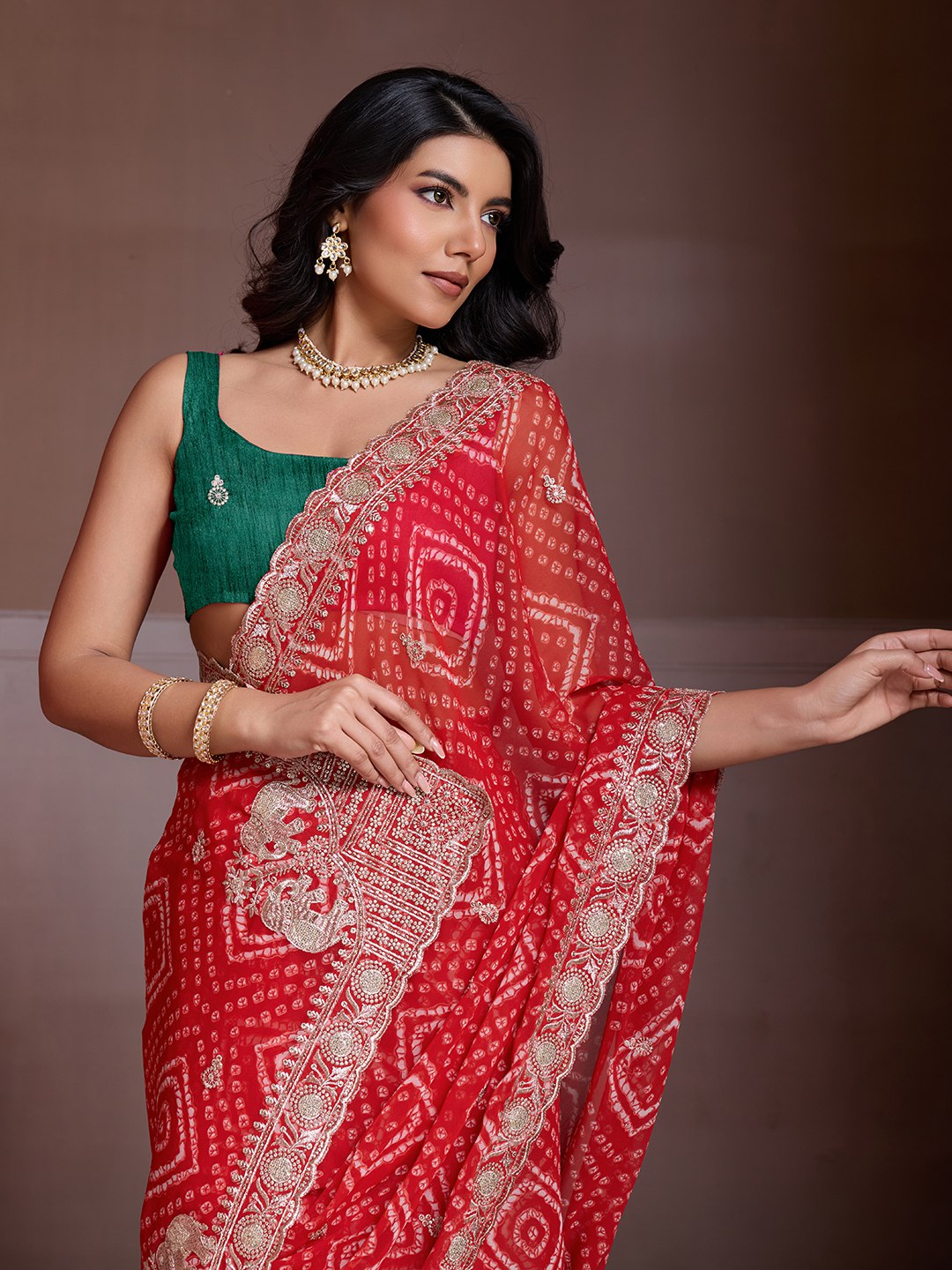 Bandhej Print Soft Georgette Saree