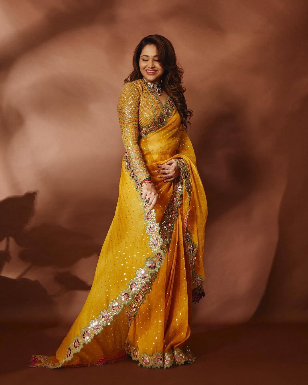 Pure georgette mirror work
