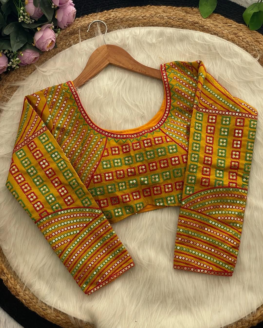 Pure georgette mirror work