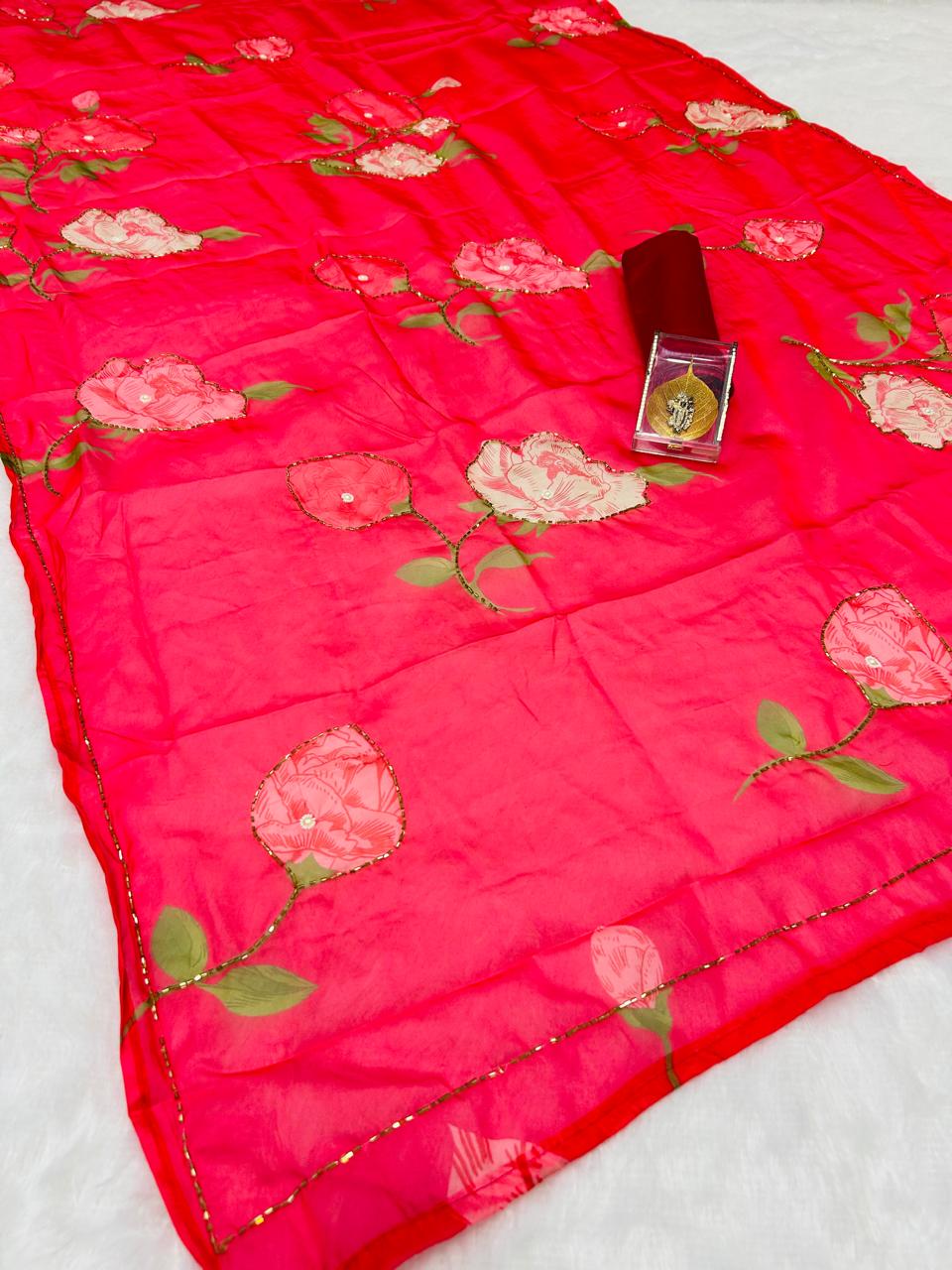 Soft Tebi Organza Digital Printed Sarees