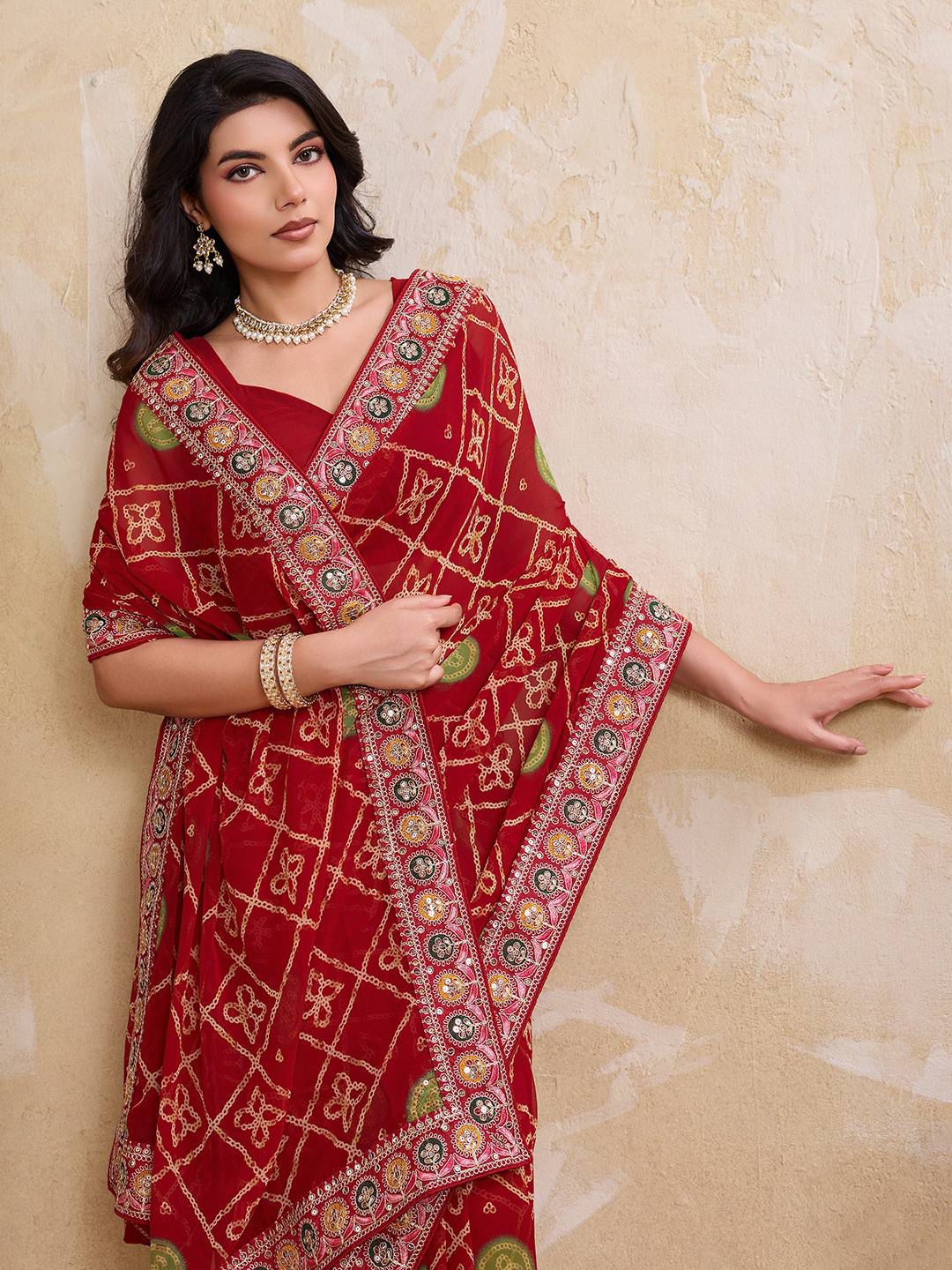 Bandhej Georgette Saree