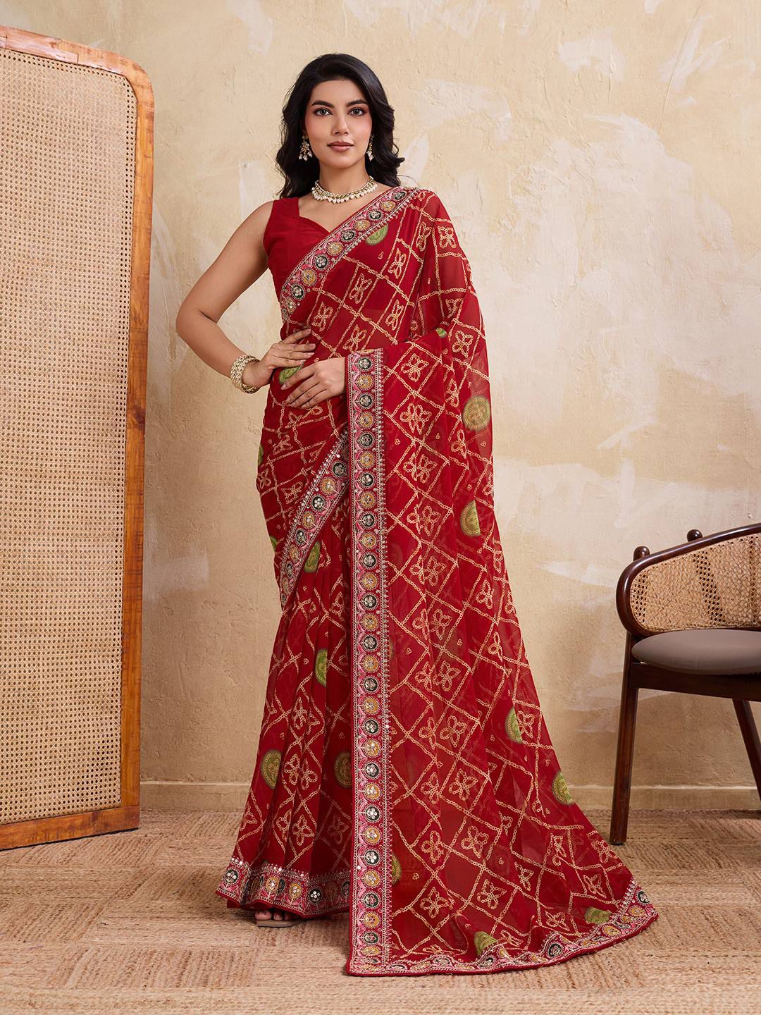 Bandhej Georgette Saree