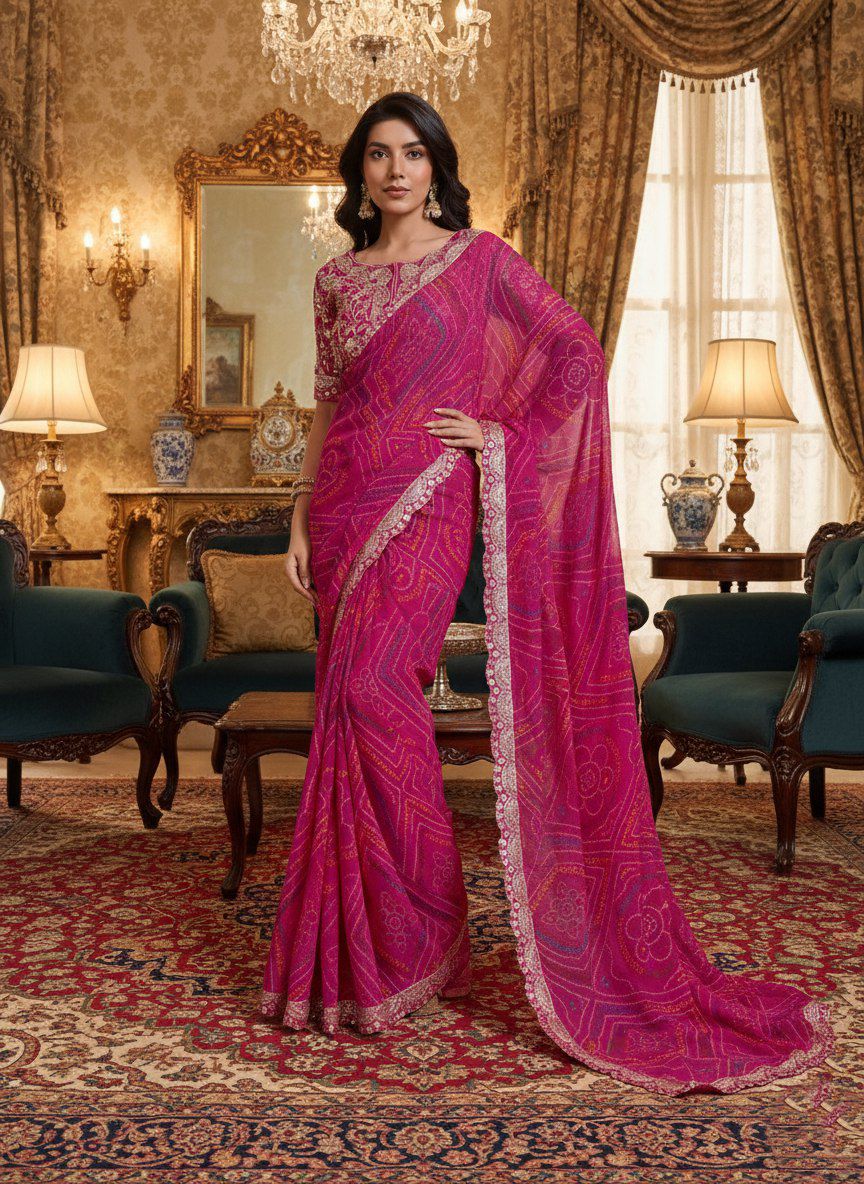 bandhej Georgette Saree