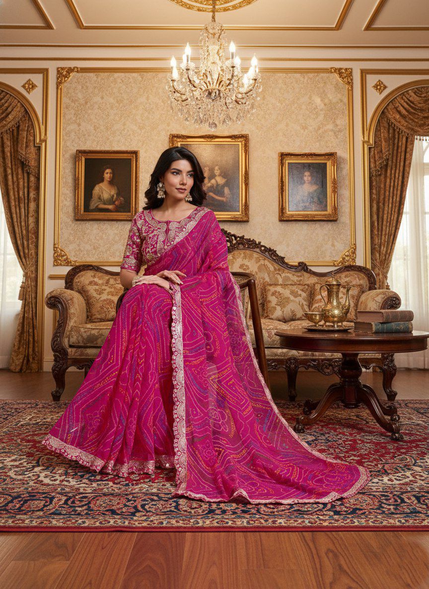 bandhej Georgette Saree