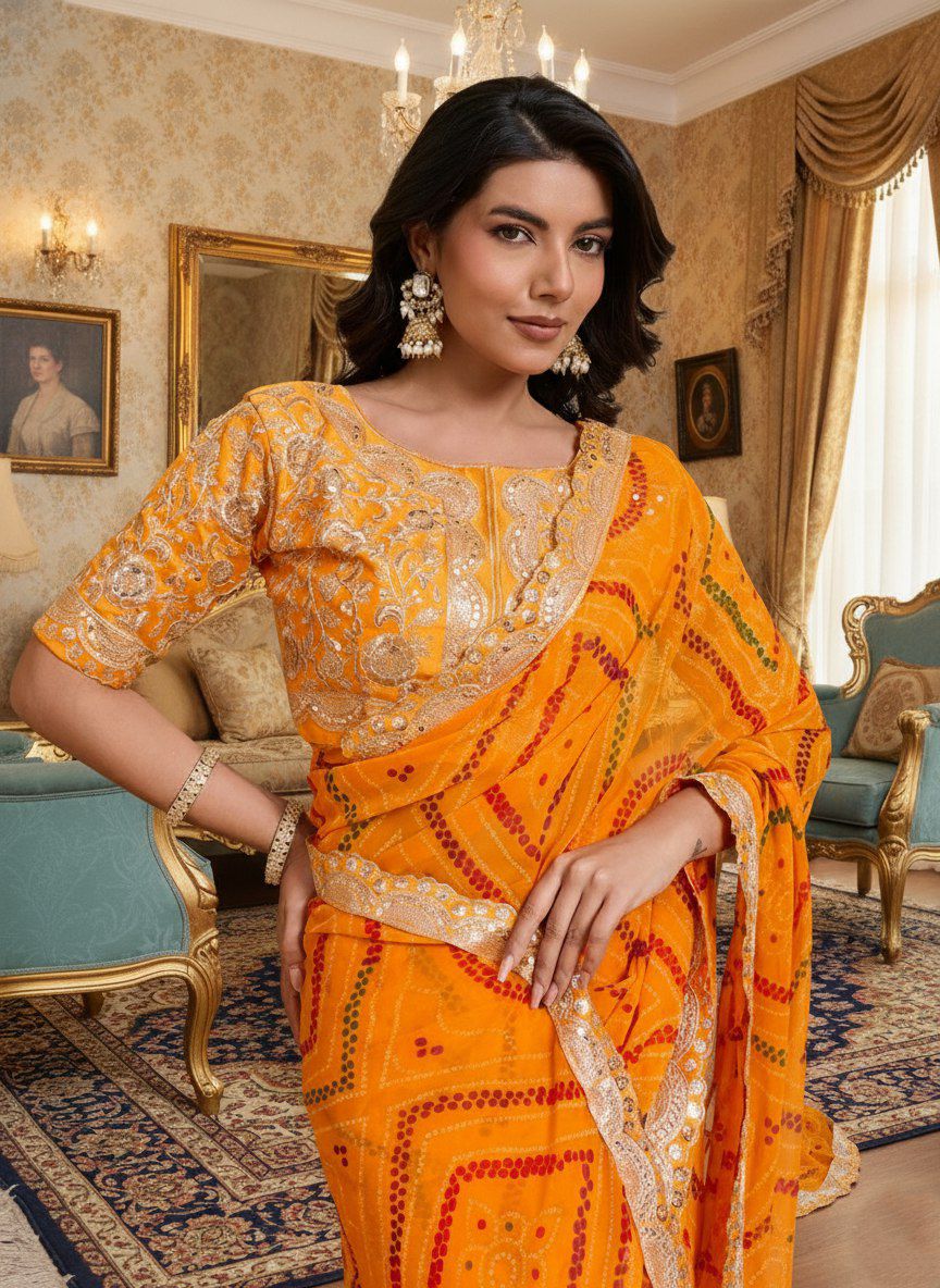 Bandhej Georgette Saree