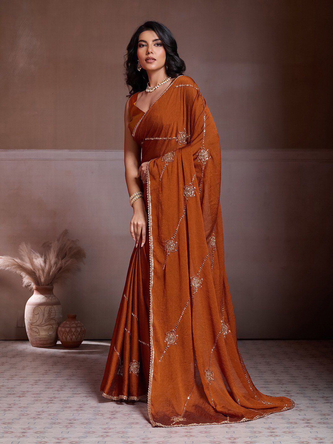 Party Wear Crush Silk Saree