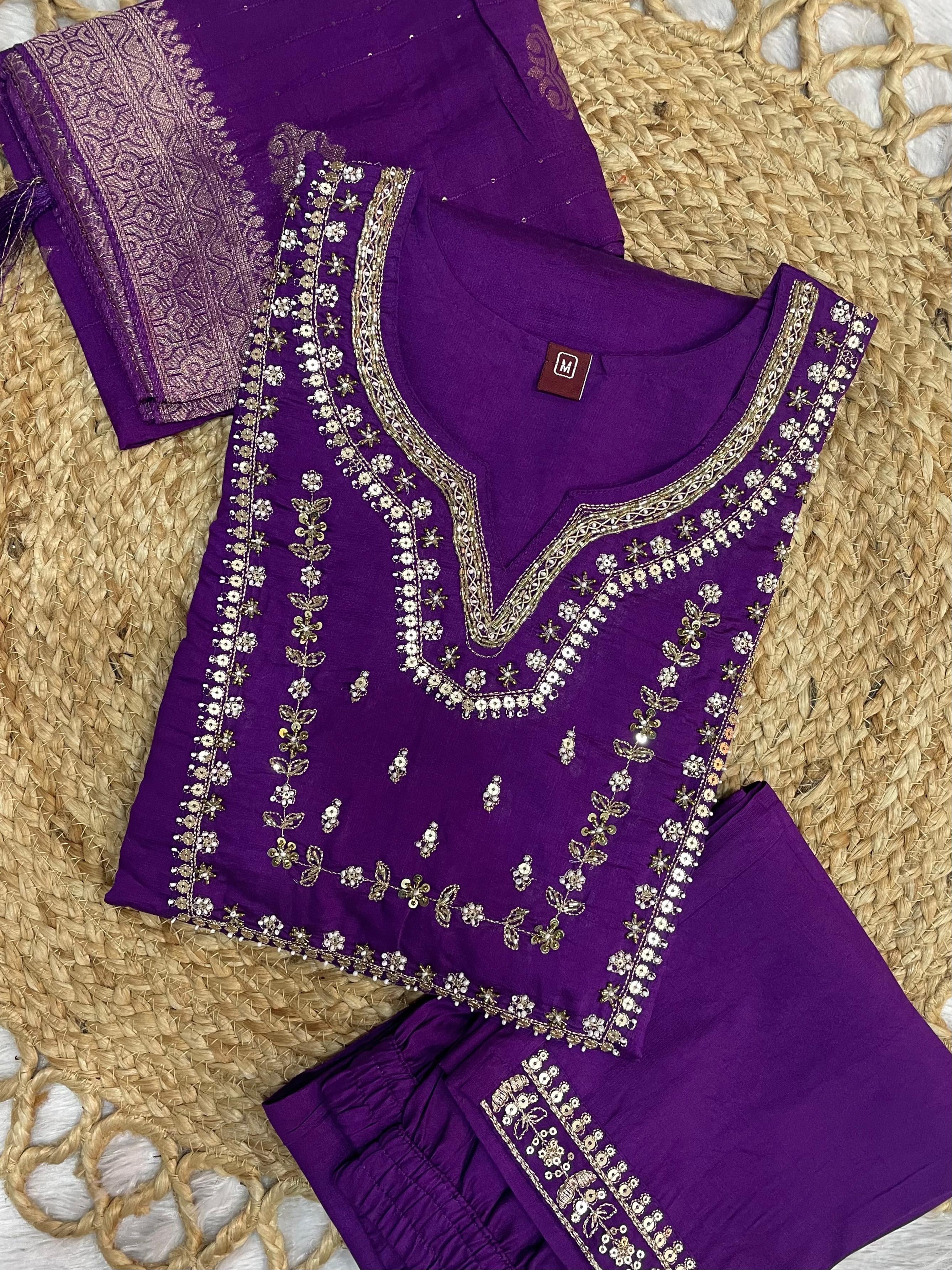 Viscose Silk Kurta Set(Stitched)