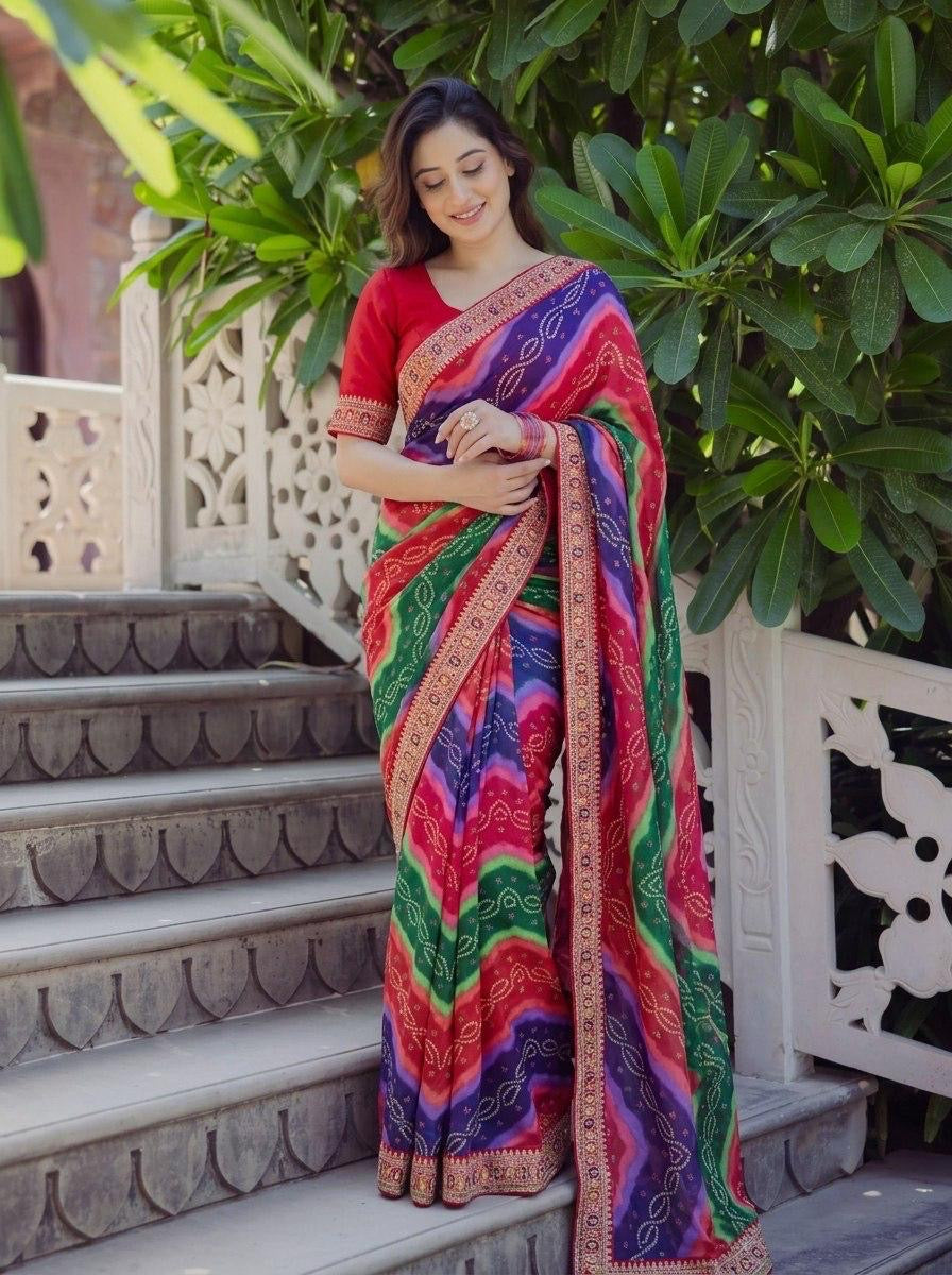 Savan Bandhej Saree