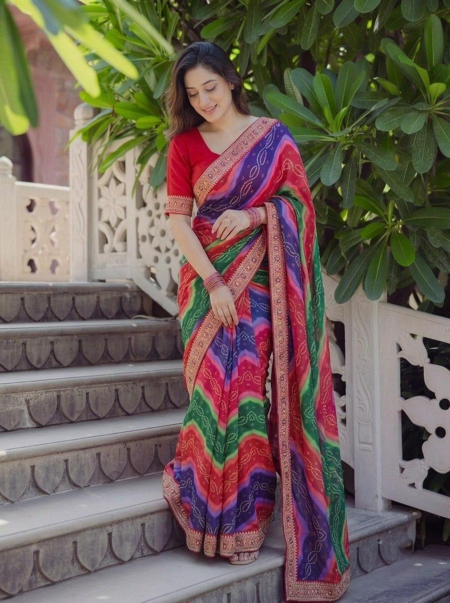 Savan Bandhej Saree