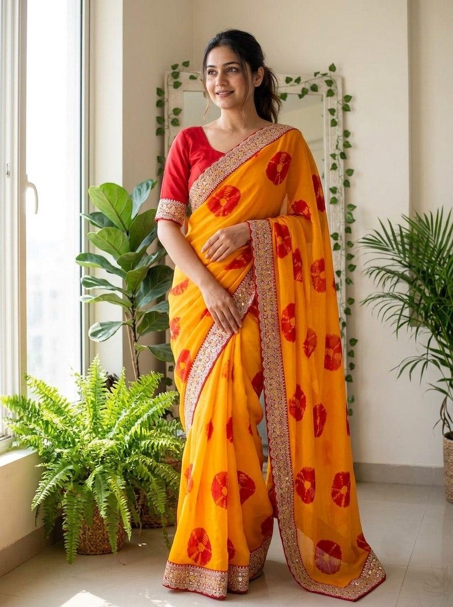 Savan Bandhej Saree