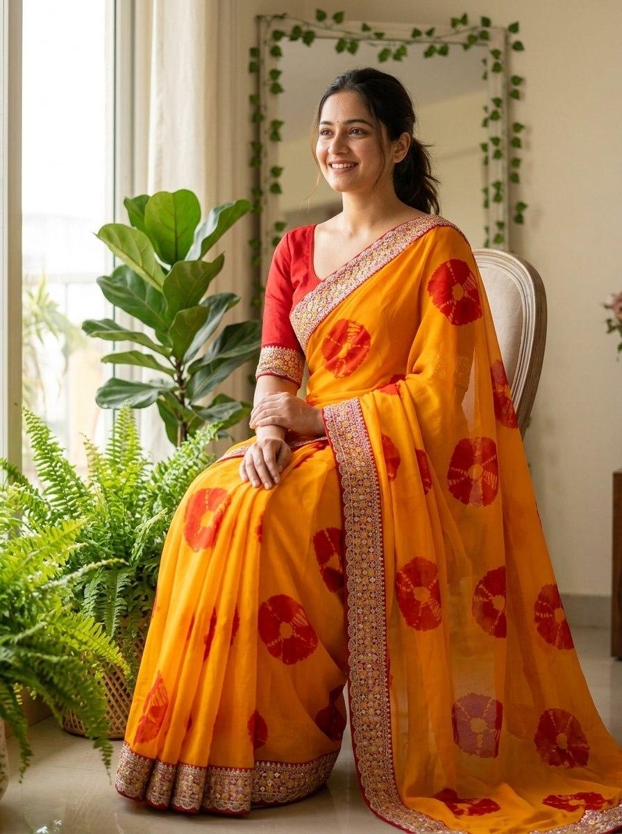 Savan Bandhej Saree