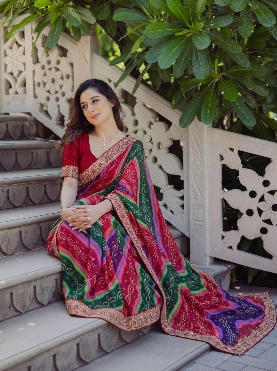 Savan Bandhej Saree